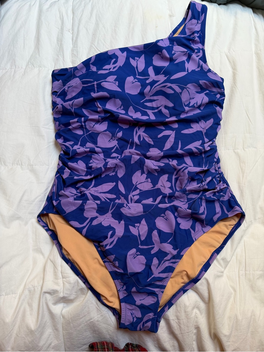 J. Crew One-Shoulder Purple Floral Swim One-Piece - Picture 1 of 4